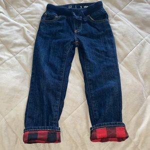 baby GAP Drawstring Jeans with Buffalo Plaid Lining